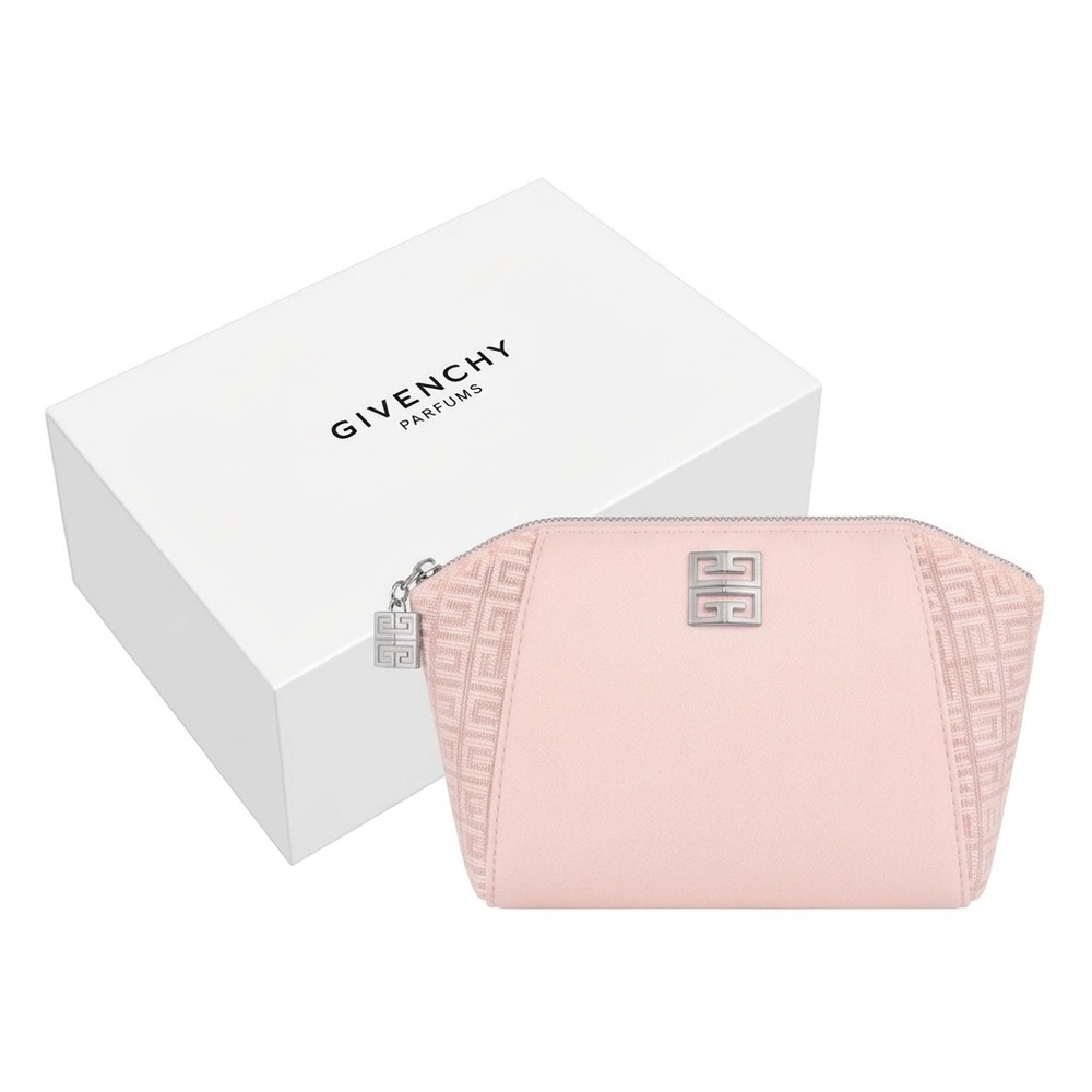 Givenchy Pale Pink Logo Zip Cosmetic Pouch with Silver Hardware